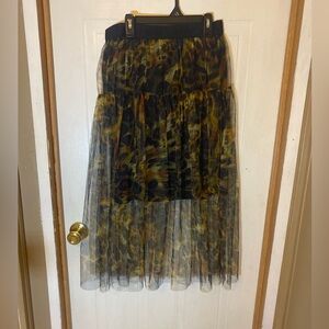 DKNY Animal Print Maxi Tulle Whimsical Skirt Whimsygoth
